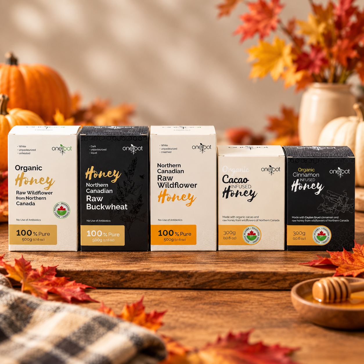 Fall theme honey jars in box