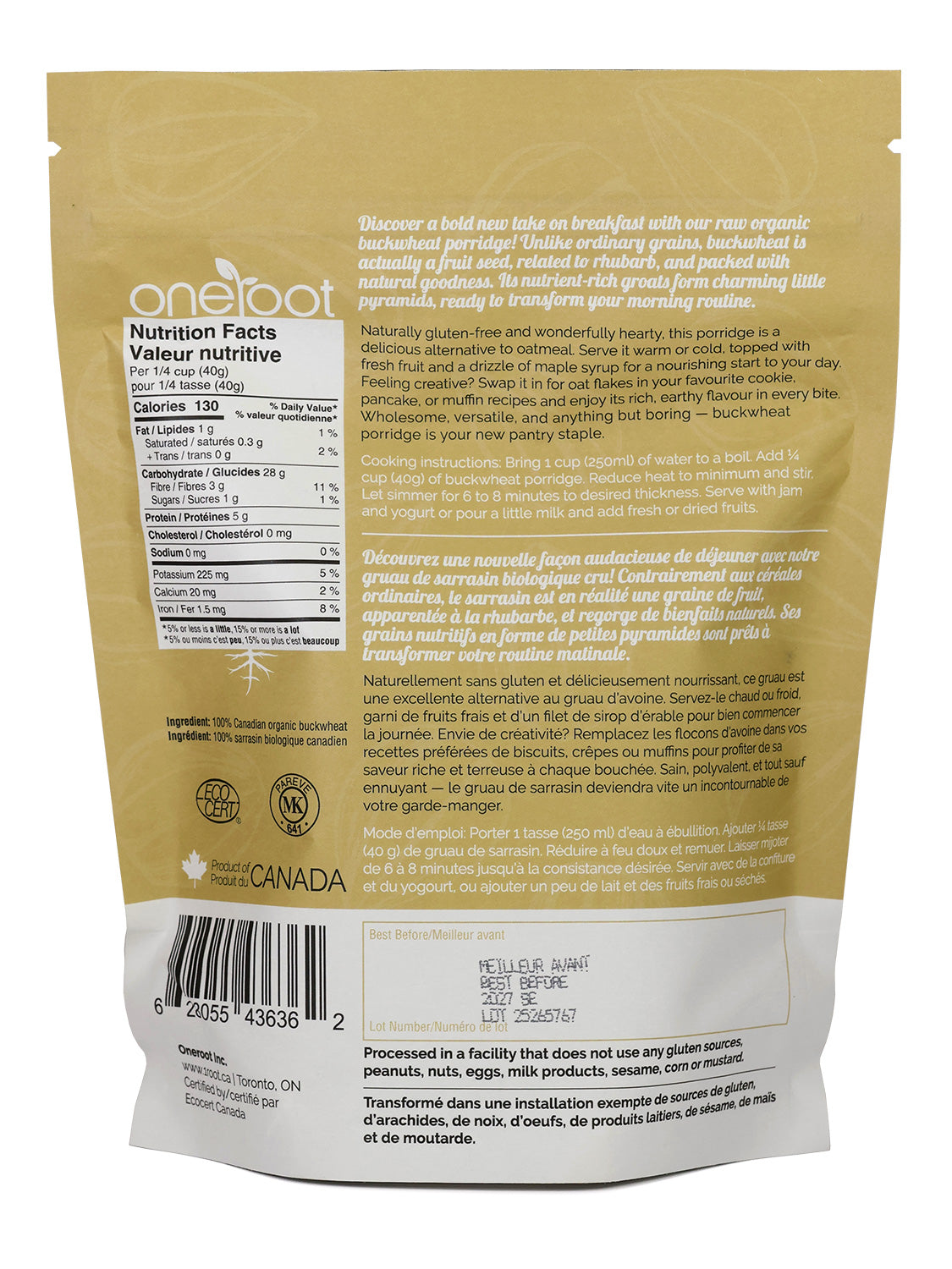 Organic Buckwheat Porridge - 500g