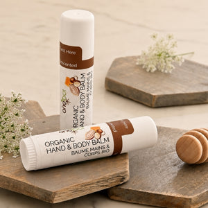 Hand and body balm with flower and honey dipper