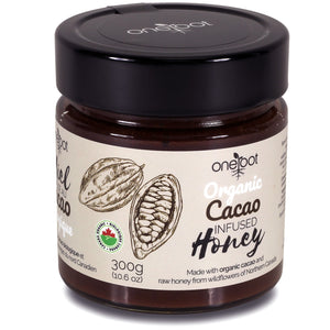 Organic Cacao Infused Honey - 300g - organic cacao nibs canada