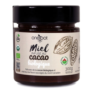 Organic Cacao Infused Honey - 300g - organic cacao nibs canada