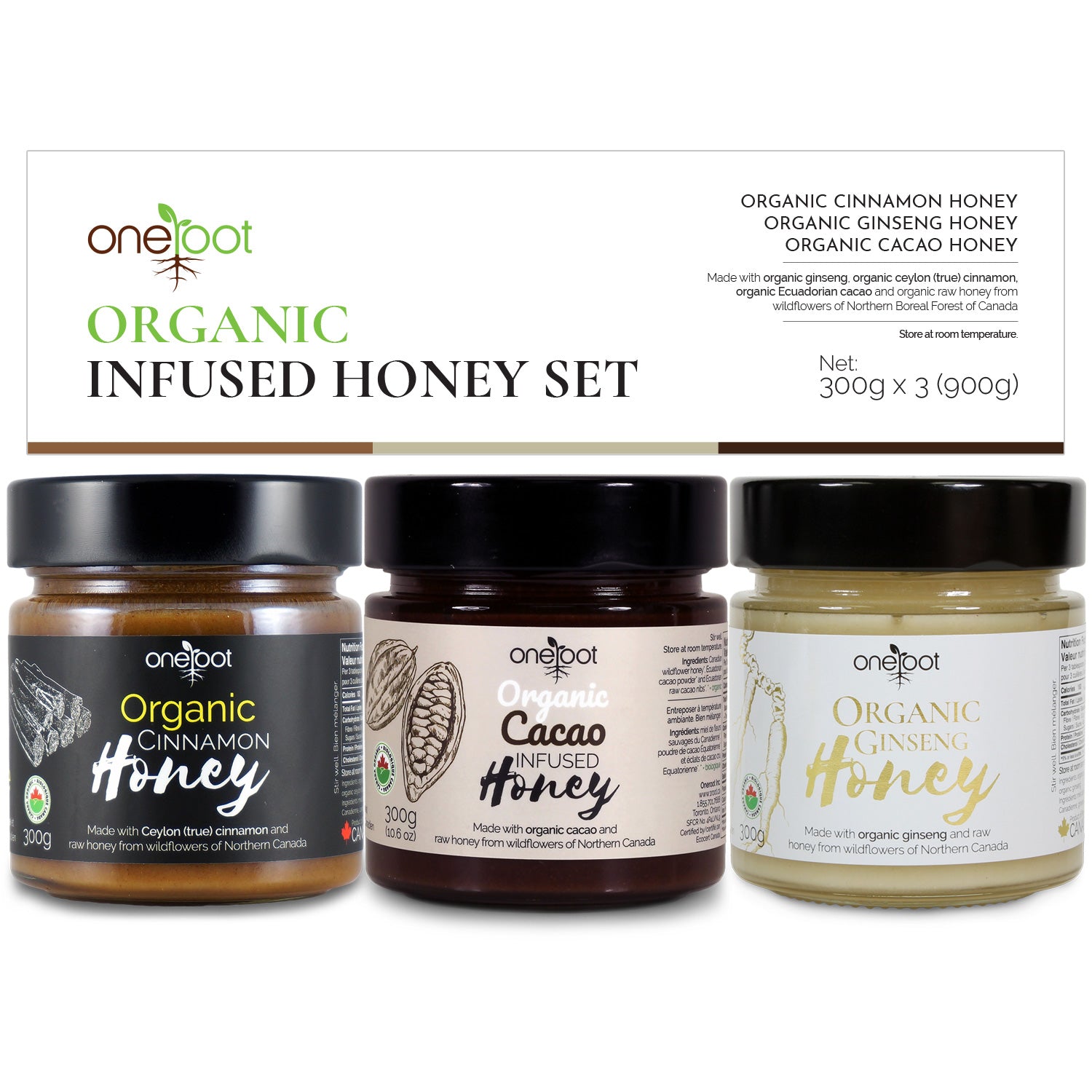 Infused Honey Triple Set - Cinnamon, Cacao, Ginseng